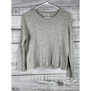 Madewell Crewneck Sweater XXS Gray Alpaca Merino Wool Ribbed Boxy Minimalist